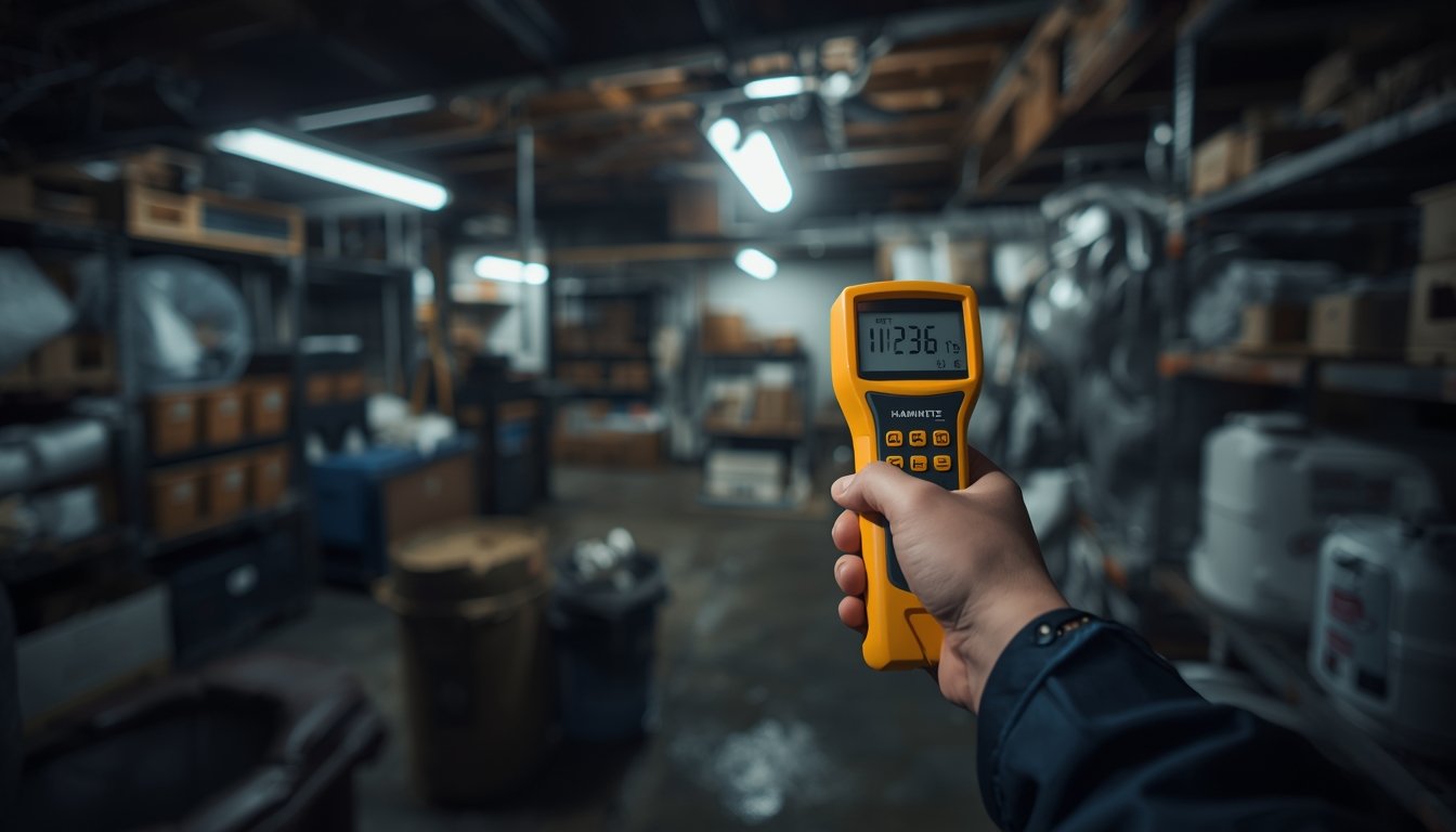 person checking humidity meter regularly at home